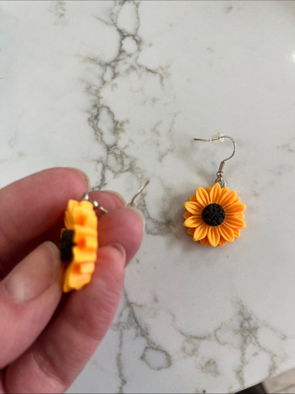 Sunflower Dangle Earrings - Yellow & Black - Picture 3 of 4
